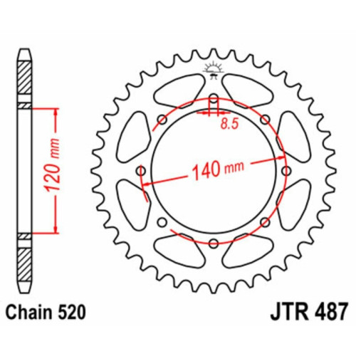 Kit de cadena EK/JT 520SRX2 15/43 - corona Standard