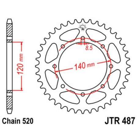 Kit de cadena EK/JT 520SRX2 15/43 - corona Standard