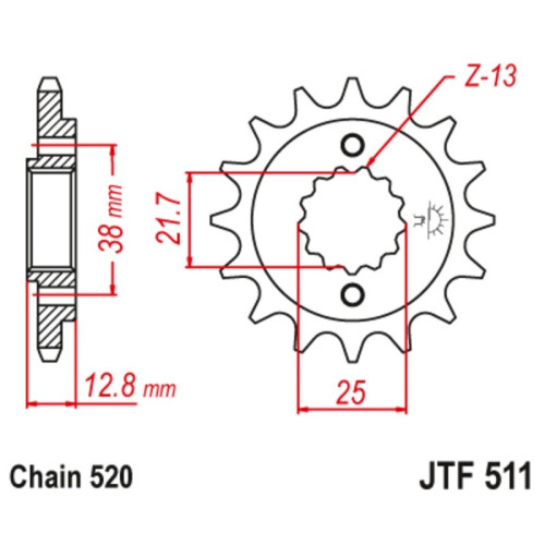 Kit de cadena EK/JT 520SRX2 15/43 - corona Standard