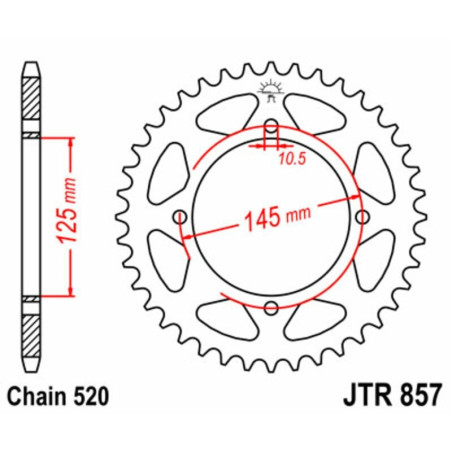 Kit de cadena EK/JT 520SRX2 15/40 - corona Standard