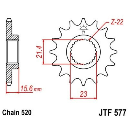 Kit de cadena EK/JT 520SRX2 15/46 - corona Standard