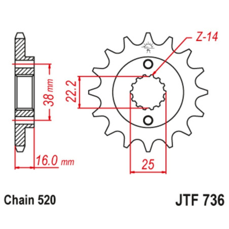 Kit de cadena EK/JT 520ZVX3 15/45 - corona Standard