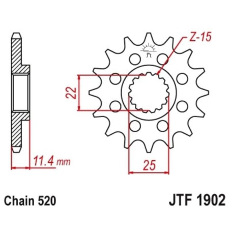 Kit de cadena EK/JT 520ZVX3 16/40 - corona Standard