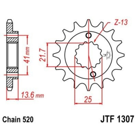 Kit de cadena EK/JT 520ZVX3 15/43 - corona Standard