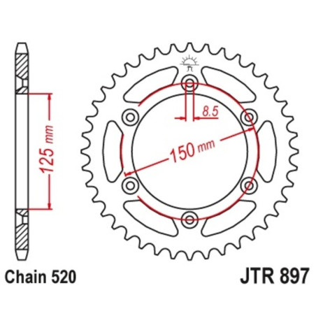 Kit de cadena EK/JT 520ZVX3 15/48 - corona Standard