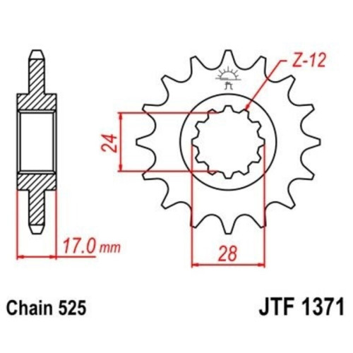 Kit de cadena EK/JT 525SRX2 15/42 - corona Standard