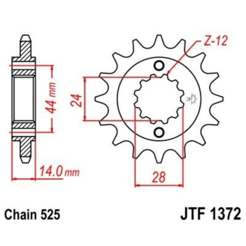 Kit de cadena EK/JT 525SRX2 17/42 - corona Standard