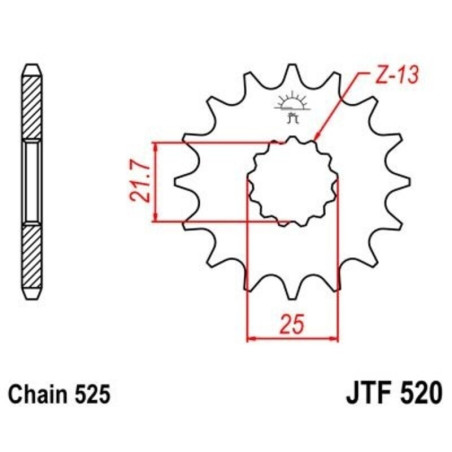 Kit de cadena EK/JT 525SRX2 15/48 - corona Standard