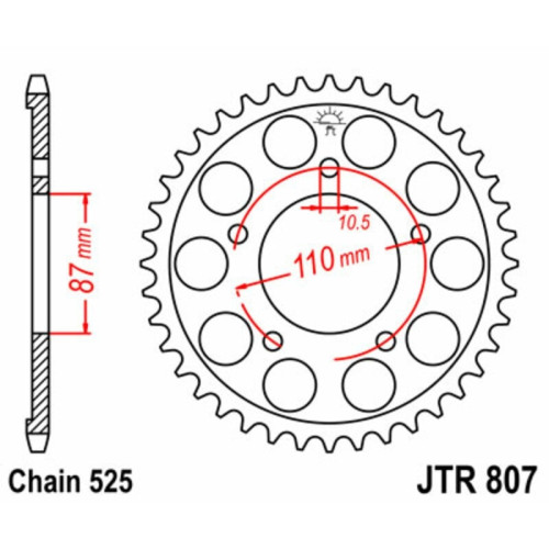 Kit de cadena EK/JT 525SRX2 15/45 - corona Standard