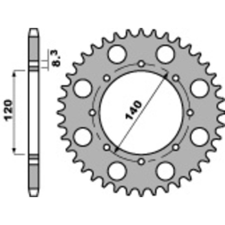 Kit de cadena EK/PBR 520SRX2 15/46 - corona Standard