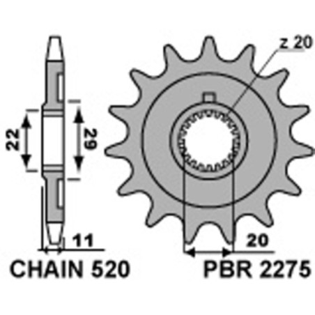 Kit de cadena EK/PBR 520SRX2 13/49 - corona Standard