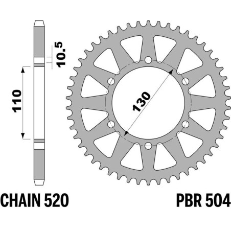 Kit de cadena EK/PBR 520ZVX3 17/43 - corona ultraligera anodizado duro