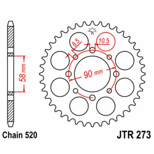 Kit de cadena EK/JT 520ZVX3 14/41 - corona Standard