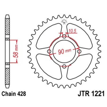 Kit de cadena EK/JT 428ZVX 15/44 - corona Standard