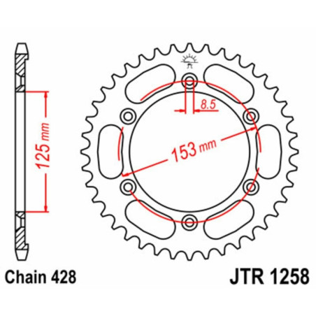 Kit de cadena EK/JT 428ZVX 17/54 - corona Standard