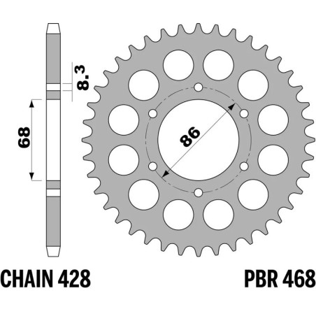 Corona PBR acero C45 estándar 468 - 428