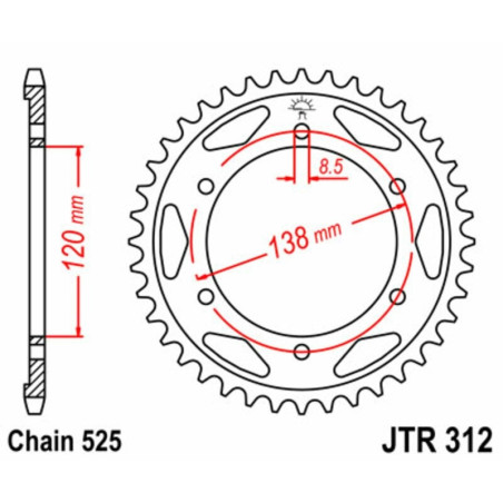 Kit de cadena EK/JT 525SRX2 15/40 - corona Standard