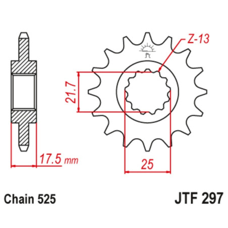 Kit de cadena EK/JT 525SRX2 15/40 - corona Standard