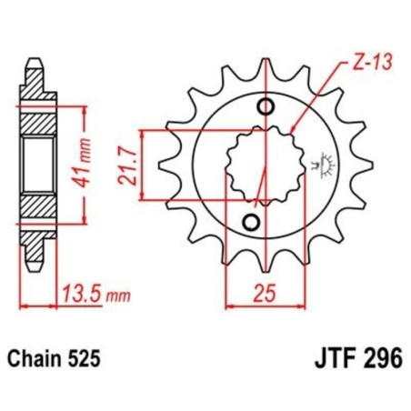 Kit de cadena EK/JT 525SRX2 15/47 - corona Standard