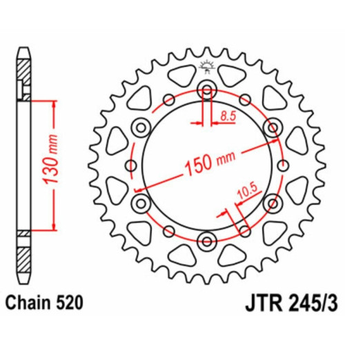 Kit de cadena EK/JT 520ZVX3 15/45 - corona Standard
