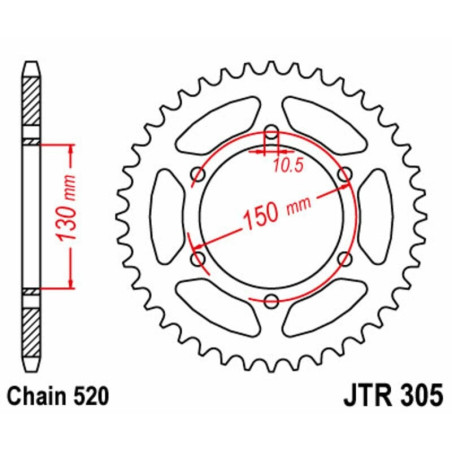 Kit de cadena EK/JT 520SRX2 15/46 - corona Standard