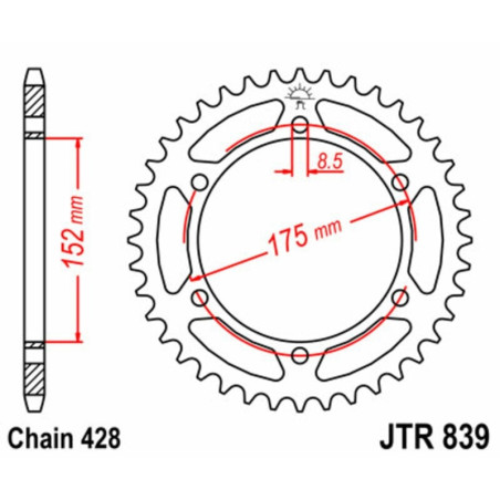 Kit de cadena EK/JT 428ZVX 16/53 - corona Standard