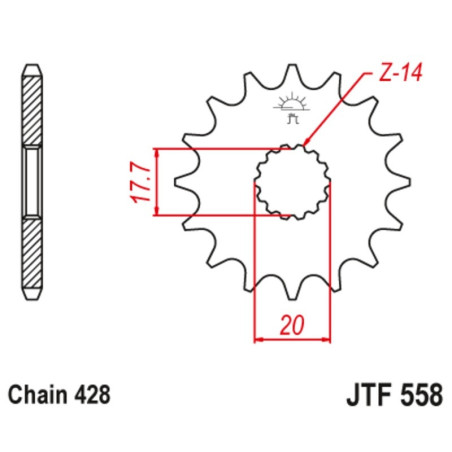 Kit de cadena EK/JT 428ZVX 16/57 - corona Standard