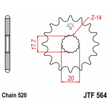 Kit de cadena EK/JT 520MRD7 13/43 - corona Standard