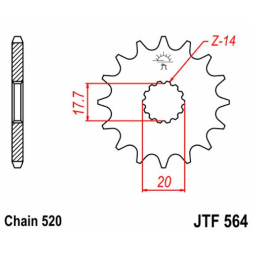 Kit de cadena EK/JT 520SRX2 13/43 - corona Standard