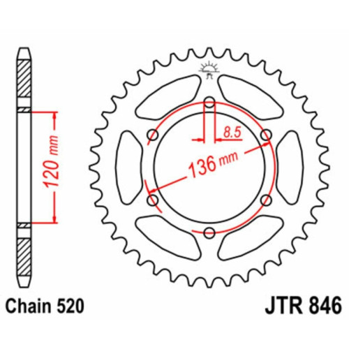 Kit de cadena EK/JT 520SRX2 14/45 - corona Standard