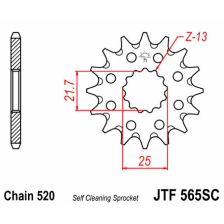 Kit de cadena EK/JT 520SRX2 14/45 - corona Standard