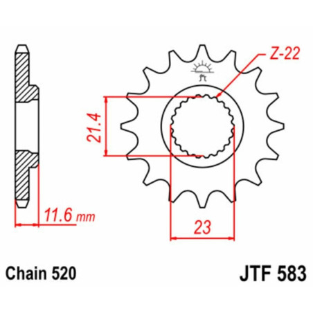 Kit de cadena EK/JT 520SRX2 13/44 - corona Standard