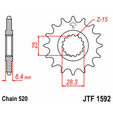 Kit de cadena EK/JT 520SRX2 14/38 - corona Standard