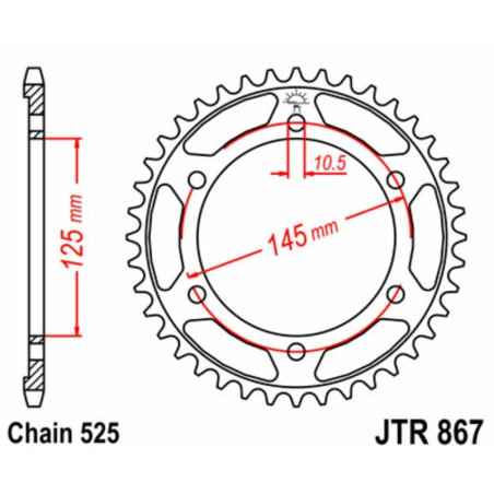 Kit de cadena EK/JT 525SRX2 16/44 - corona Standard