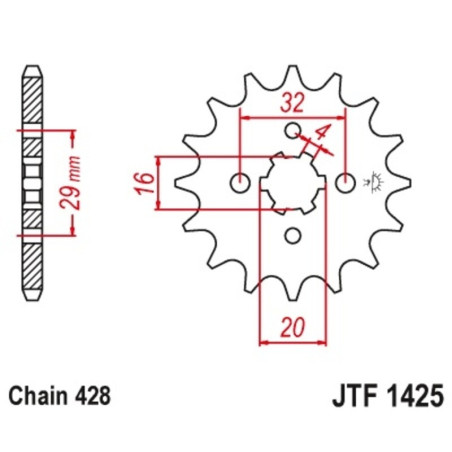 Kit de cadena EK/JT 428ZVX 14/47 - corona Standard