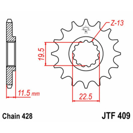 Kit de cadena EK/JT 428ZVX 16/53 - corona Standard