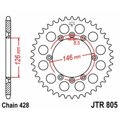 Kit de cadena EK/JT 428ZVX 14/50 - corona Standard
