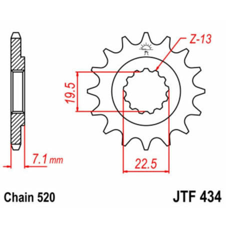 Kit de cadena EK/JT 520SRX2 15/41 - corona Standard