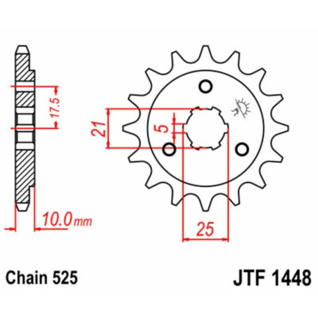 Kit de cadena EK/JT 525SRX2 15/41 - corona Standard