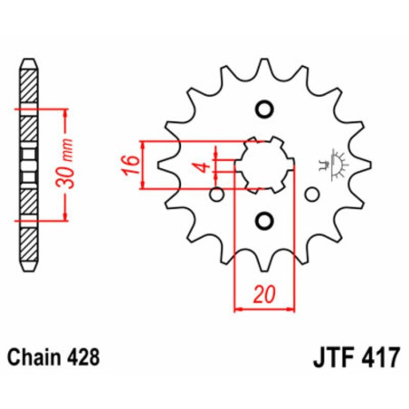 Kit de cadena EK/JT 428ZVX 16/50 - corona Standard