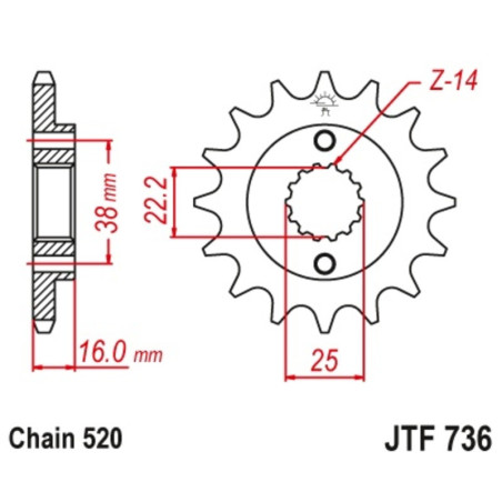 Kit de cadena EK/JT 520SRX2 15/46 - corona Standard