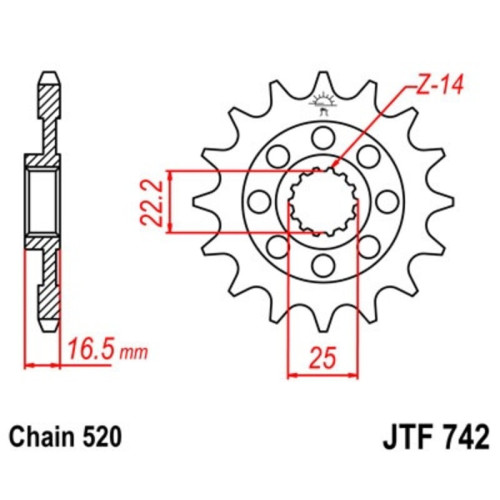 Kit de cadena EK/JT 520SRX2 15/46 - corona Standard
