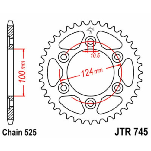 Kit de cadena EK/JT 525SRX2 15/37 - corona Standard