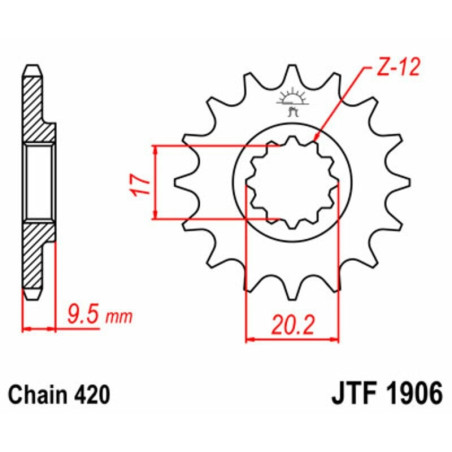 Kit de cadena EK/JT 420SH 14/50 - corona Standard