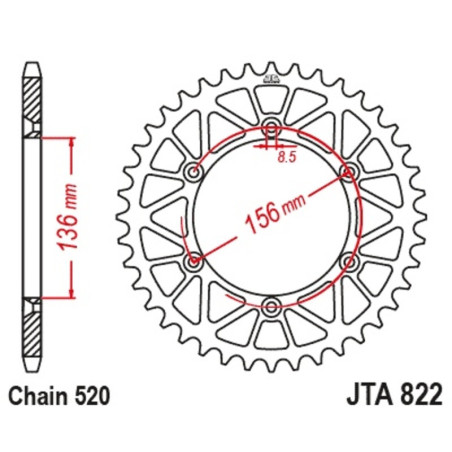 Kit de cadena EK/JT 520MRD7 16/50 - corona ultraligera
