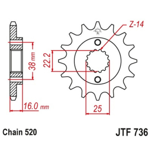 Kit de cadena EK/JT 520SRX2 15/45 - corona Standard