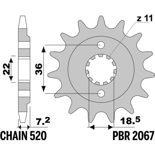 Kit de cadena EK/PBR 520MRD7 13/45 - corona Standard