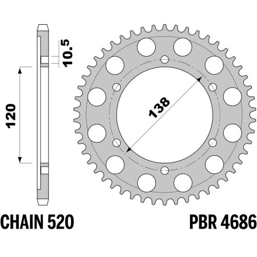 Kit de cadena EK/PBR 520SRX2 14/45 - corona Standard