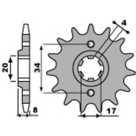 Kit de cadena EK/PBR 520SRX2 14/38 - corona Standard