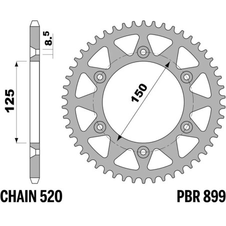 Kit de cadena EK/PBR 520ZVX3 14/48 - corona ultraligera